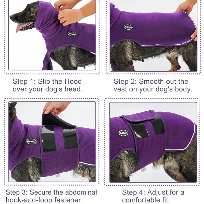 Premium Hot Sale Dog Anxiety Calming Jacket Thunder Calming Shirt Post-Neuter Recovery Vest Multi-Function Headgear For Small Medium Dog