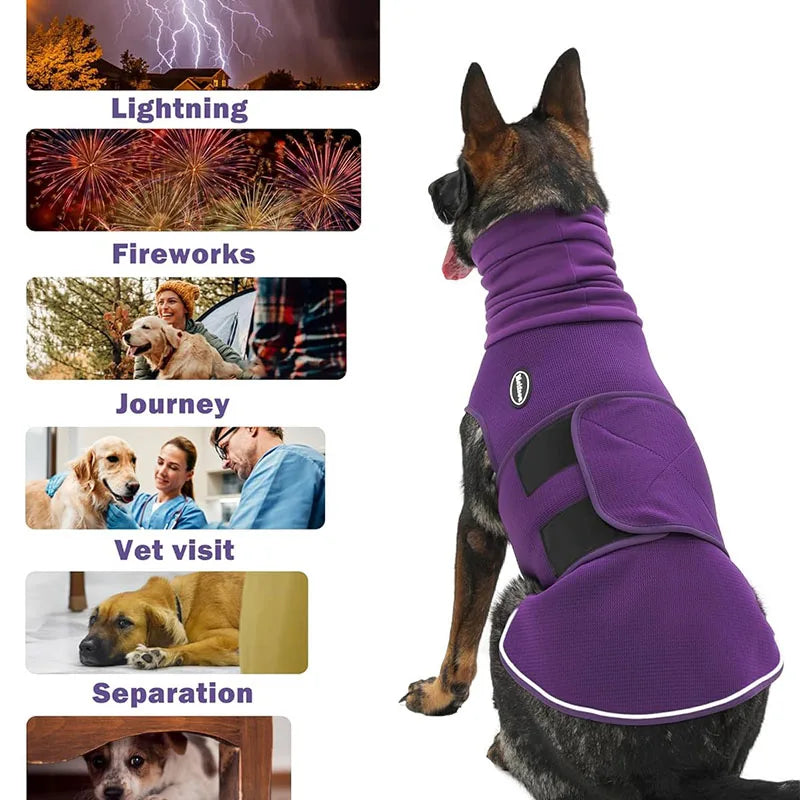 Premium Hot Sale Dog Anxiety Calming Jacket Thunder Calming Shirt Post-Neuter Recovery Vest Multi-Function Headgear For Small Medium Dog