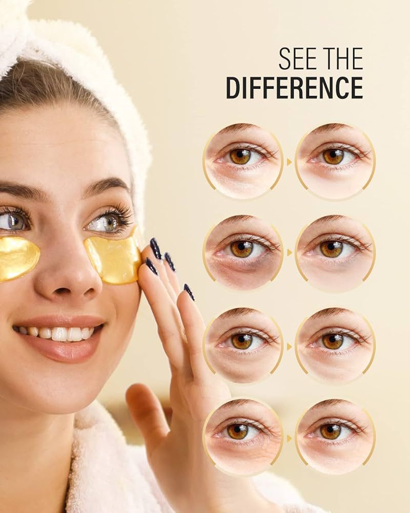 Maskiss 24k Gold Under Eye Patches (25 Pairs), eye mask, Collagen Skin Care Products, Eye Patches for Puffy Eyes,
